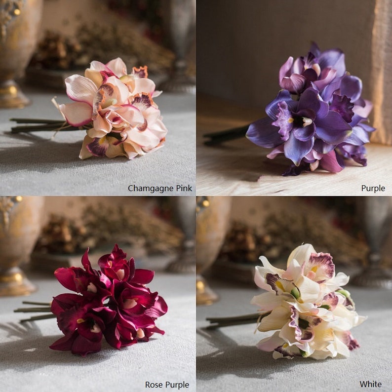 Rustic Silk Small Cymbidium Orchid Bouquet in Various Color