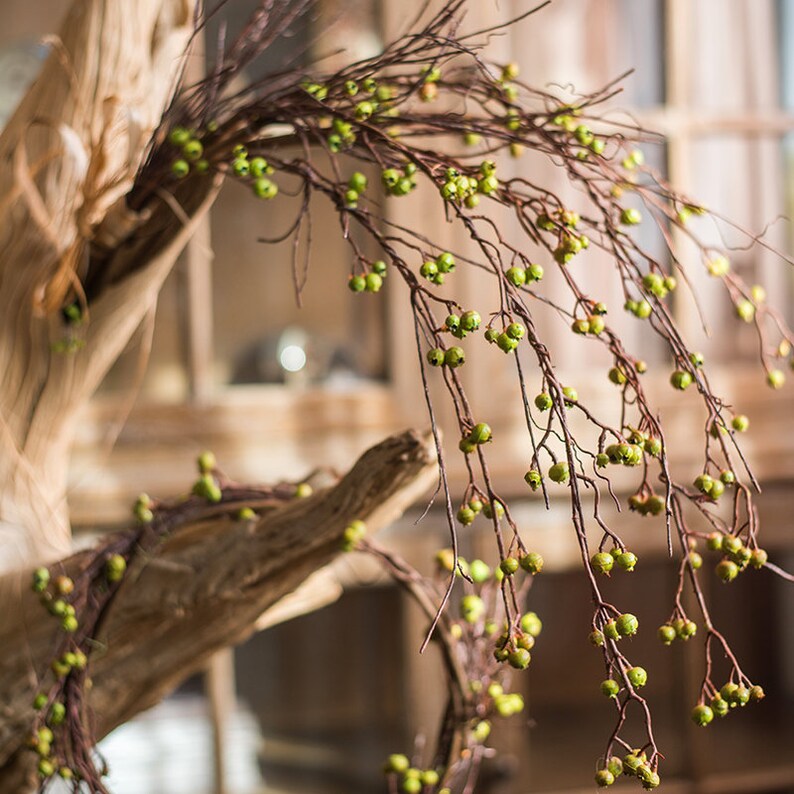 Rustic Artificial Berry Vines Green and Red 35 Tall Etsy