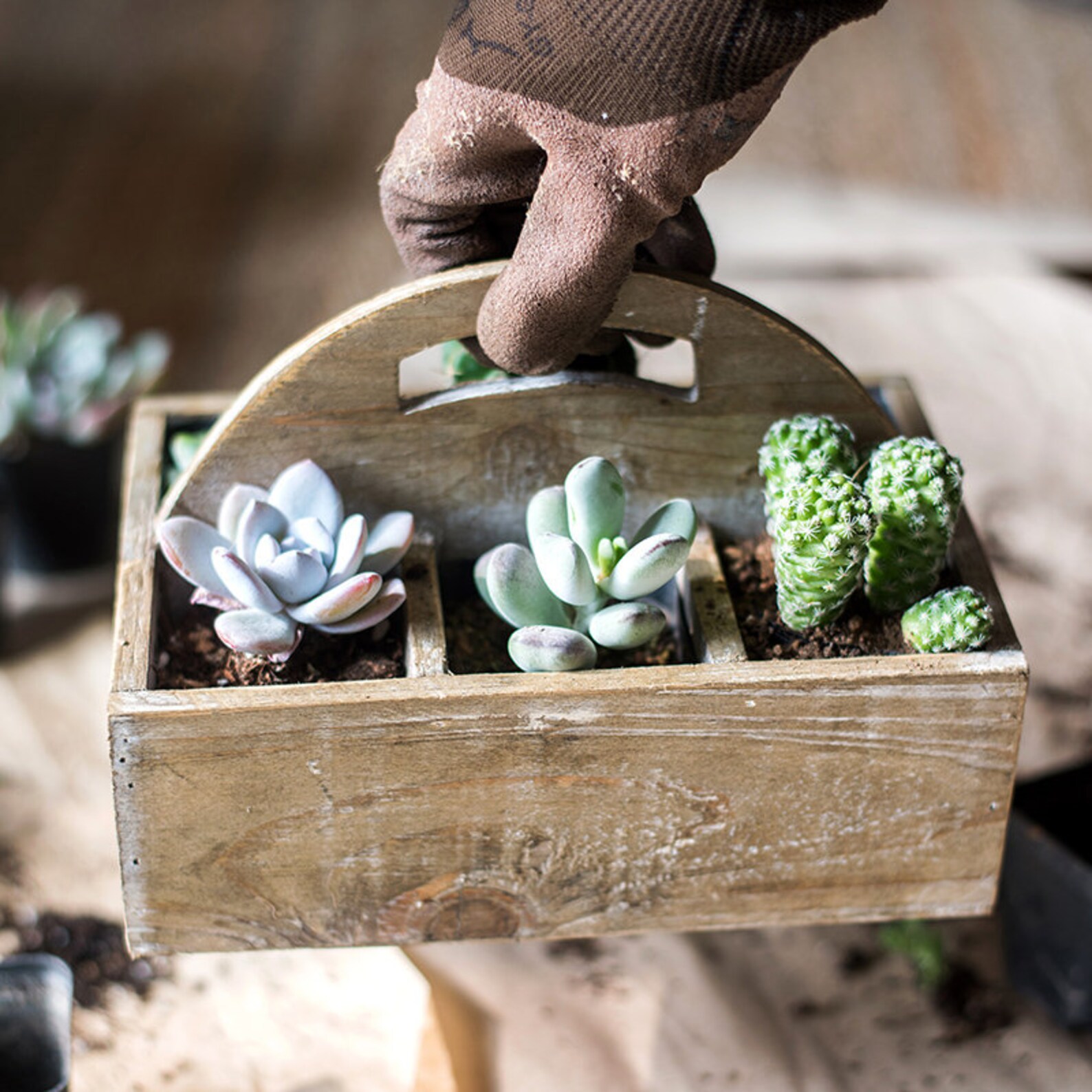 Wooden Box Basket With Carry Handle Etsy
