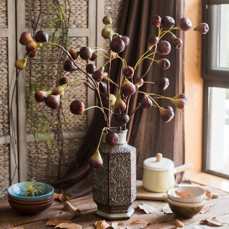 Artificial Fig Fruit Stem 46 Tall Etsy