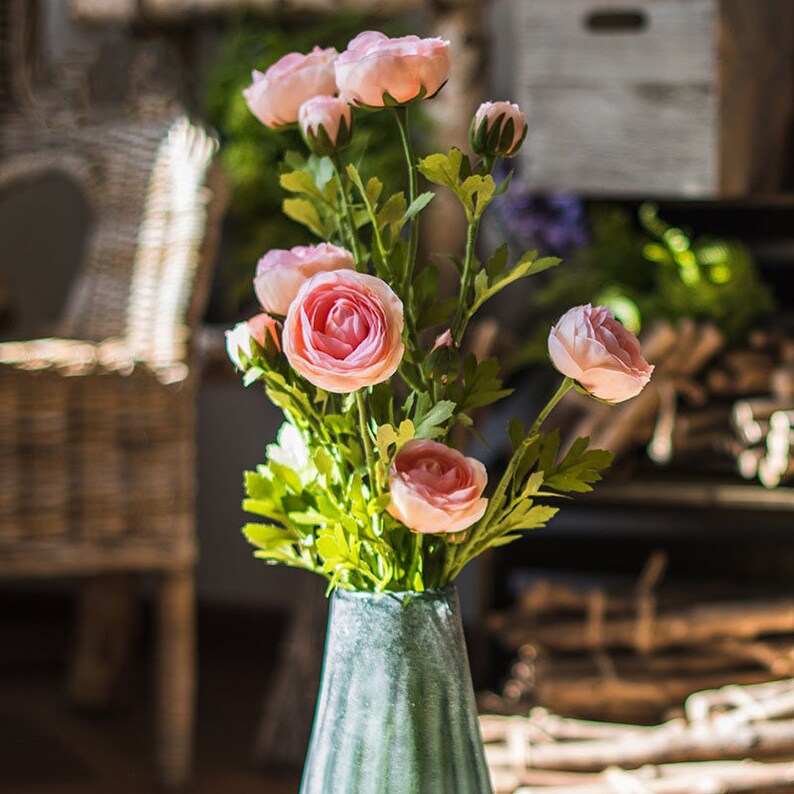 Artificial Flower Buttercup Flower Stem 28 Tall Etsy