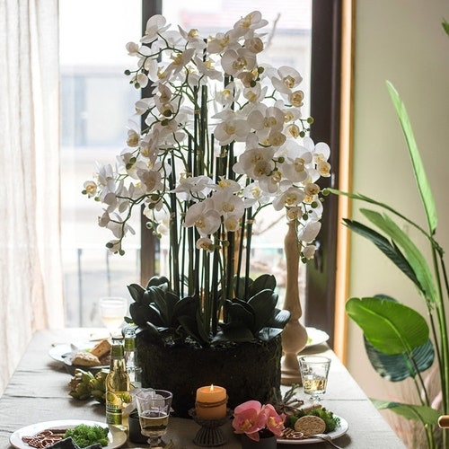 Large White Orchid Arrangement. Artificial Flowers Silk Etsy UK