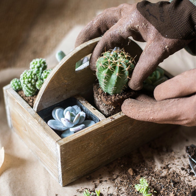 Wooden Box Basket With Carry Handle Etsy