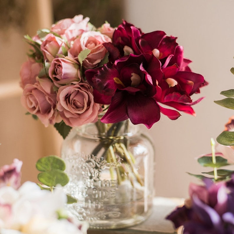 Rustic Silk Small Cymbidium Orchid Bouquet in Various Color