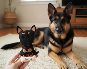 Adorno de fieltro de pastor alemán: Adorno navideño personalizado para mascotas, regalo para amantes de los perros.