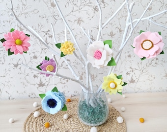 Handmade Felt Flower Ornaments: Spring Floral Decor