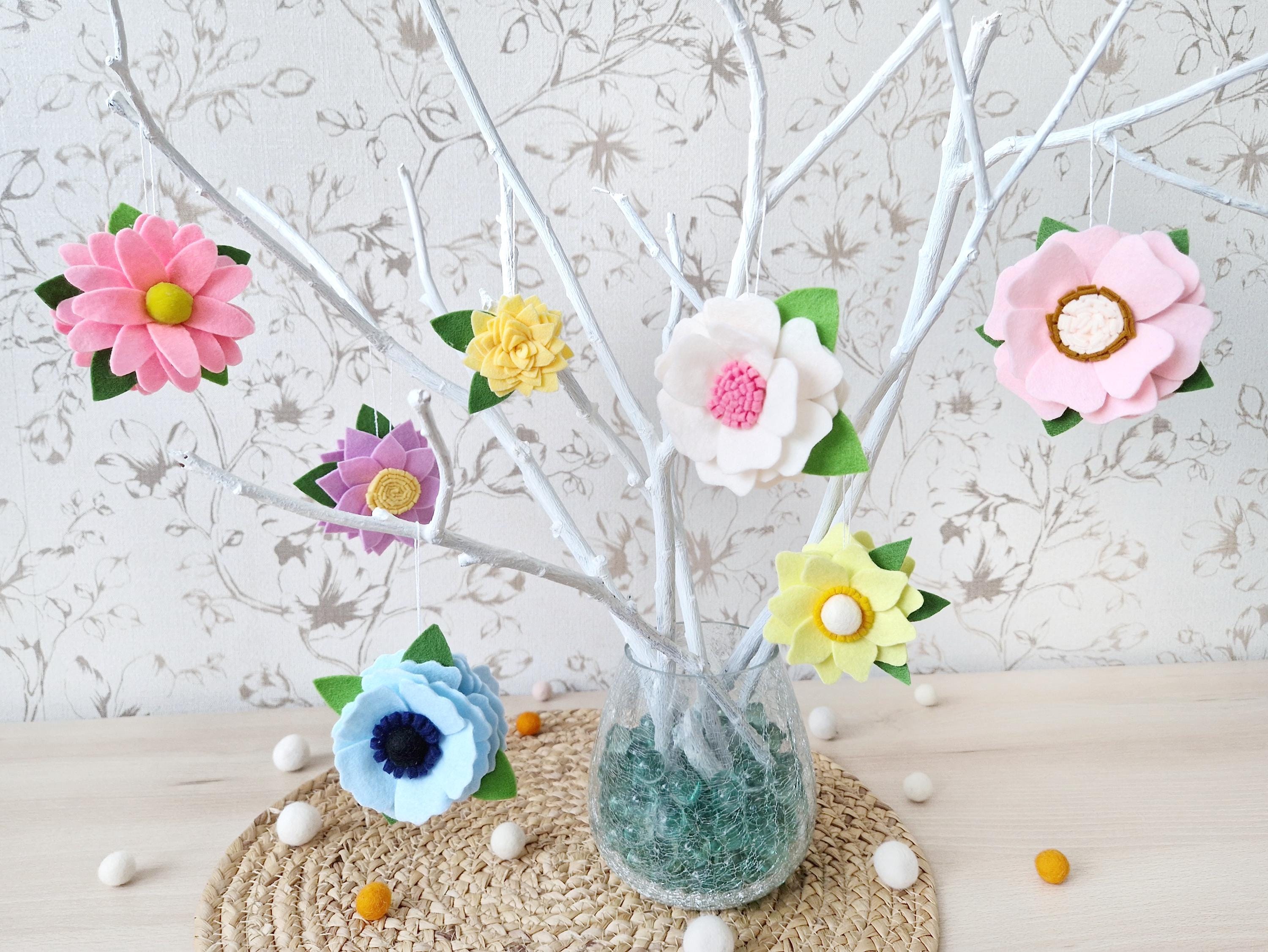 Handmade Felt Flower Ornaments Spring Floral Decor