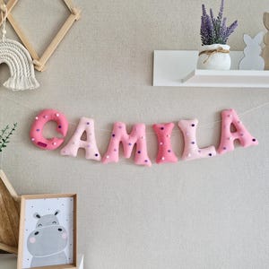 Pastel custom nursery name sign, Pom pom garland, Nursery wall hanging, Felt name garland, Nursery pastel decor, Baby shower decor