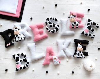 Cow Spots Felt Name Garland: Farm Nursery Decor