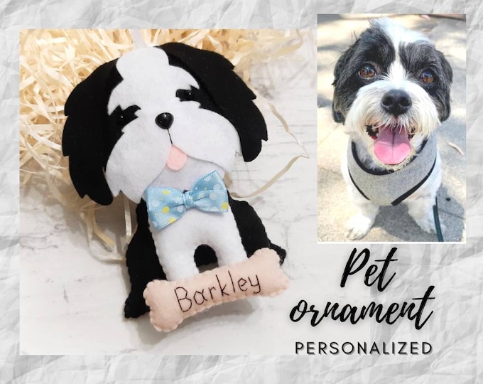 Custom pet ornament, Dog lover gift, Christmas ornament, Personalized dog ornament, Dog portrait from photo, Pet gift, Dog name sign