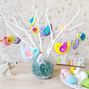 Easter tree ornaments, Bird ornaments, Easter decor, Set of 5 birds, Easter tree decoration, Spring decor, Easter centerpiece, Table decor