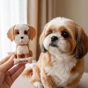 Personalized Shih Tzu Ornament: Custom Felt Dog Christmas ornament, Pet Portrait