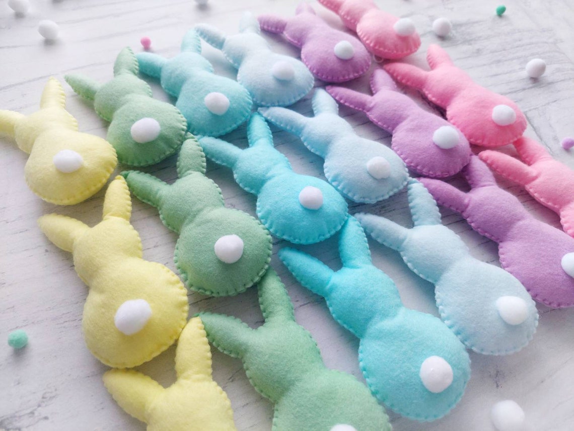 Easter Bunny Ornaments Pastel Easter Decor Set of 6 Bunnies Etsy