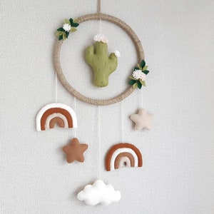 Cactus nursery decor, Rainbow wall hangings, Neutral nursery decor, New baby gift, Expecting Mom gift