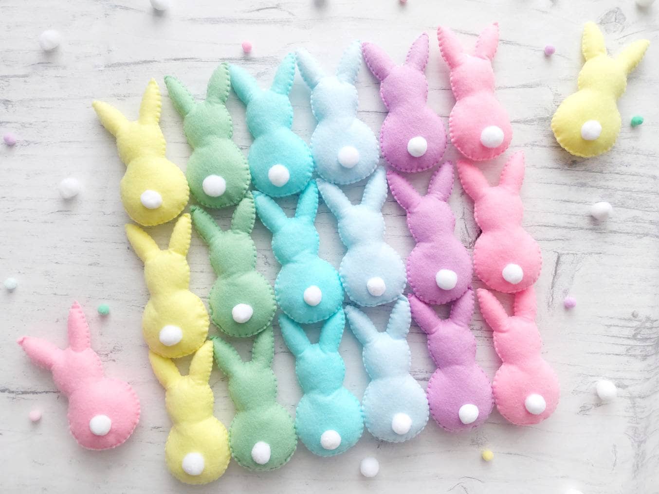 Easter Bunny Ornaments Pastel Easter Decor Set of 6 Bunnies Etsy