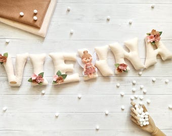 Felt Fairy Name Garland: 3D Flower Nursery Decor