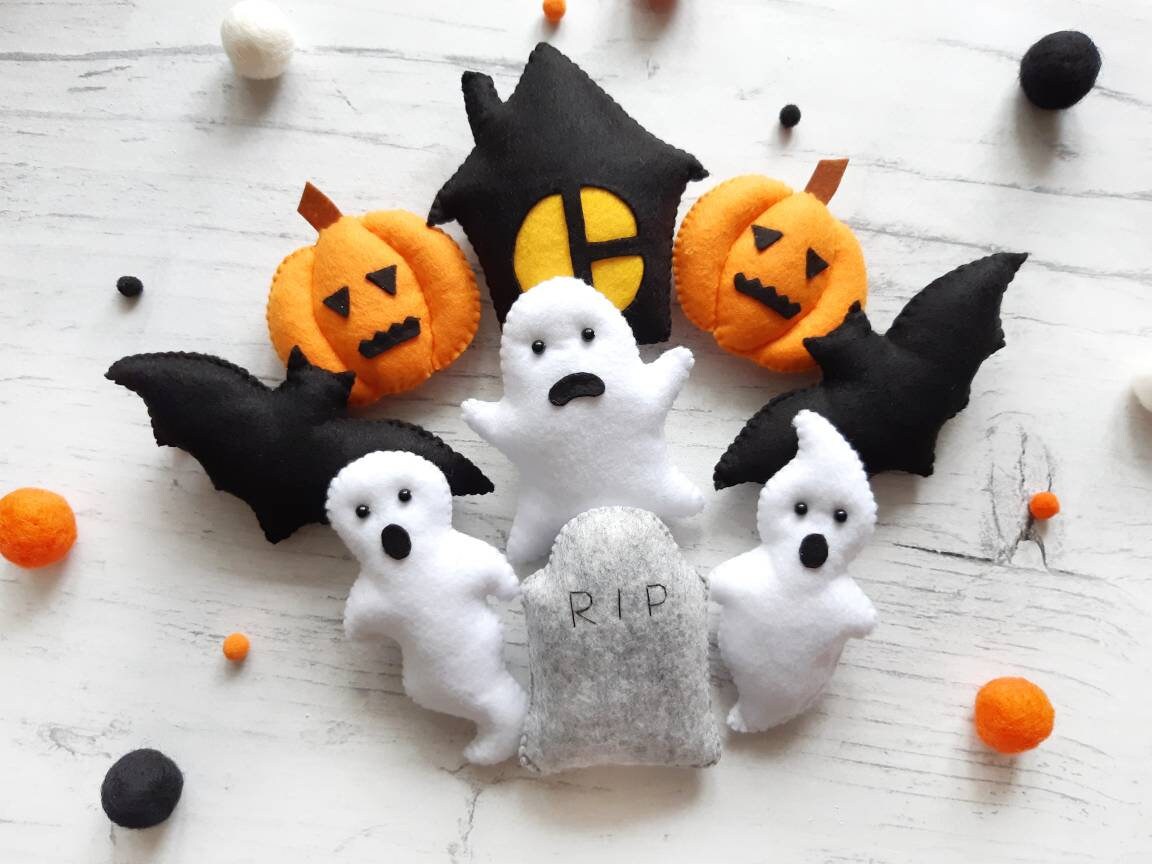 3 Pièces Décorations De Table Halloween En Bois D'apparition Fantômes