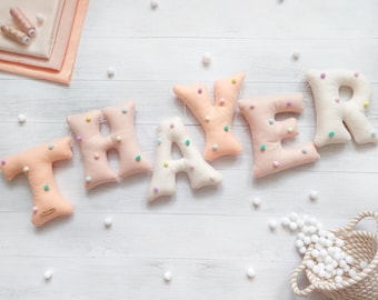 Felt Name Banner with Pom Poms: Nursery Decor, Baby Shower Gift