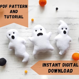 Felt Halloween Ghost Ornament Pattern: DIY Easy Sewing Tutorial (PDF)