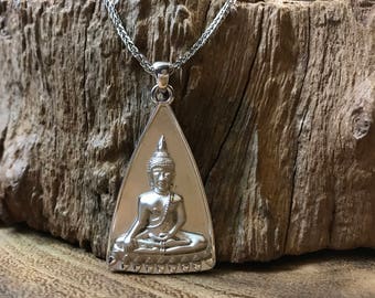 925 Silver Buddha Shakyamuni Pendant, White Gold Plated