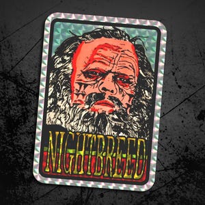 Nightbreed Holographischer Prisma Aufkleber, Retro Horror & Sci-Fi Aufkleber, New Old Stock Vintage Film Sammlerstück, gruselige Popkultur 80er Jahre Ästhetik