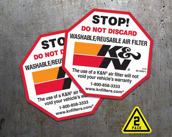 k K&N Air Filter Warning Sticker, Replacement Sticker, Stop Do