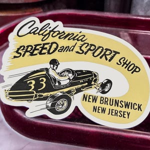 Retro Hot Rod Sticker, Vintage Racing Decal, Classic Speed Shop Logo, Muscle Car Vinyl Sticker, Drag Racing Garage Decor, Auto Enthusiast