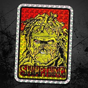 Swampthing Holographic Prism Sticker, Retro Horror & Sci-Fi Decal, New Old Stock Vintage Movie Collectible, Spooky Pop Culture 80s Aesthetic