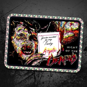 Night of the Demon 80s Horror Holo Prism Sticker, Retro Cult Classic Reproduction Decal, Spooky Pop Culture Art, Vintage Movie Memorabilia
