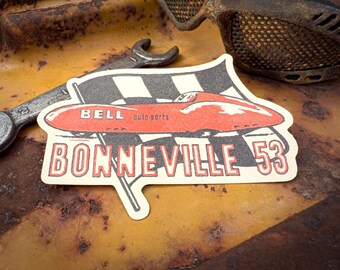 Bonneville 53 Racing Reproduction Sticker, Vintage Speed Shop Decal, Retro Hot Rod Sticker, Speed Racing Art, Classic Car Vinyl Sticker