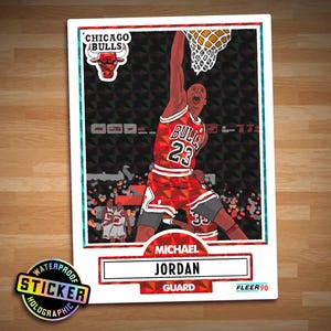 Jaren 90 basketbalprisma sticker - waterdicht holografisch vinyl decal - collectible fanart eerbetoon sportkaart esthetiek