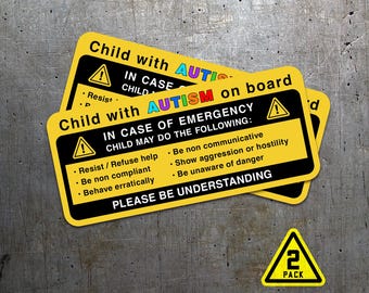Autism Awareness Emergency Sticker, Special Needs Safety Decal, Vehicle Window Label, Durable Vinyl, Child Safety Alert, Neurodiversity