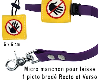 Micro guinzaglio con 1 pittogramma ricamato (R/V) / Manicotto / Avvolgimento / Segnale per guinzaglio per cani, Non distrarre gli animali domestici, di Team Numérik