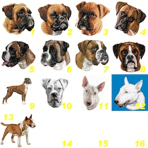 Boxer, bull terrier écusson thermocollant ou à coudre, broderie machine, by team numérik