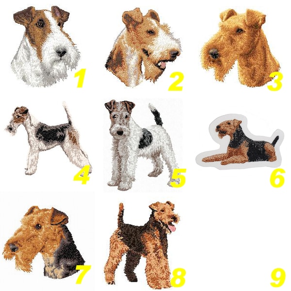 fox terrier,airedale,cadeau pour amoureux de airedale,écusson,patch brodé,broderie machine,thermocollant,à coudre,K9,by team numérik