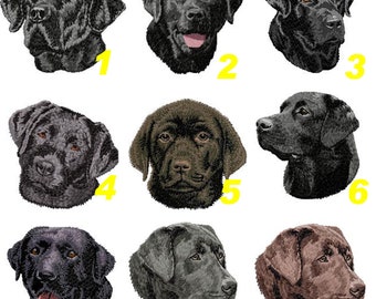 schwarzer Labrador, gestickter Aufnäher, Hunderasse, Labrador Retriever, Maschinenstickerei, Aufbügeln, Nähen, k9, Labrador-Mutter, von Team Numérik