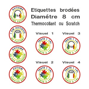 Patch chien de soutien aux troubles sensoriels ou autistique, TSA ASD brodés diamètre 8 cm - écusson étiquette applique  - by team numerik