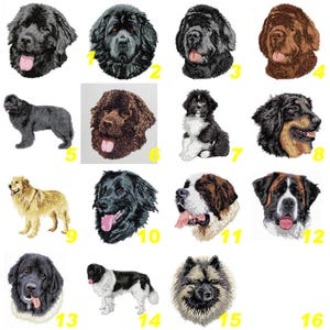 Newfoundland, Hovawart, Saint Bernard, Keeshond, Landseer, embroidered patch, iron-on or sew-on, by Team Numérik