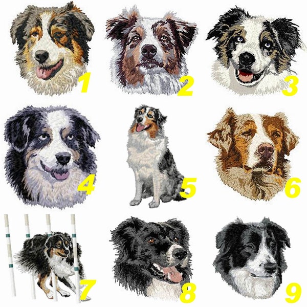 Berger australien,aussie,écusson,patch brodé,race de chien,americain,broderie machine,thermocollant,à coudre,chien de berger,by team numerik