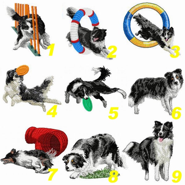 Border collie, crest, embroidered patch, machine embroidery, Agility, Herd, tunel, tire, iron-on, sewing, dog sport, K9, by team numérik