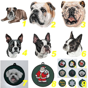 English bulldog, boston terrier, embroidered patch badge, boston terrier mom, machine embroidery, iron-on, sew-on, K9, by Team Numérik