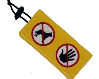 Mini custodia per guinzaglio con 2 pittogrammi ricamati (R/V) / Custodia / Avvolgimento / Cartello per guinzaglio per cani, Non accarezzare, Non toccare di Team Numérik