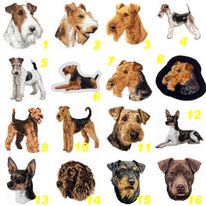 Fox Terrier, Airedale, Welsh Terrier, Rat Terrier, Jagdterrier, Patterdale, Boykin Spaniel embroidered patch applique, by Team Numérik