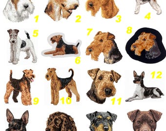 Fox Terrier, Airedale, Welsh Terrier, Rat Terrier, Jagdterrier, Patterdale, Boykin Spaniel embroidered patch applique, by Team Numérik