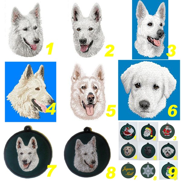 Écusson patch brodé,berger blanc suisse, berger canadien, broderie canine,broderie machine, thermocollant,à coudre, by team numérik