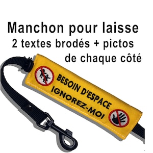 Bestickte Leinenhülle 2 Zeilen + 2 Piktogramme personalisiert Recto/Verso - 20x6 cm - personalisierte Hundeausrüstung, vom Team Numérik