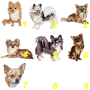 Chihuahua,badge,embroidered patch,dog breed,long haired chihuahua,machine embroidery,iron-on,sew-on,K9,chihuahua mom,by team numérik