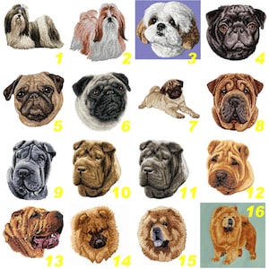 Shar Pei, Chow Chow, Pug, Pug, Shih Tzu, parche, parche bordado, bordado a máquina, termoadhesivo, para coser, K9, Por Team Numerik