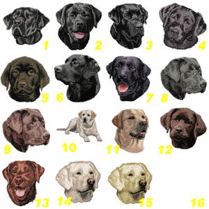 Chocolate sable black Labrador, embroidered patch, iron-on or sew-on, by Team Numérik