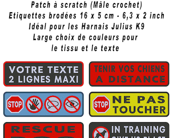 Embroidered patches 16 x 5 cm - Suitable for working dog harnesses - badge label applique - machine embroidery - by team numerik
